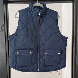Women’s J. Crew Navy Blue Quilted Vest, XXL